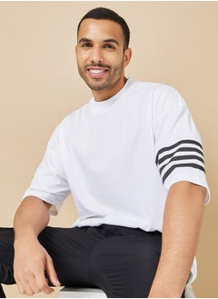 Buy Striped Sleeve Boxy Fit Compact Jersey T-Shirt in Saudi Arabia