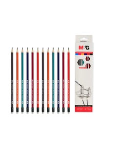 Buy M&G Chenguang Pack of 12 triangular pencil HB with eraser - No:AWP30971 in Egypt