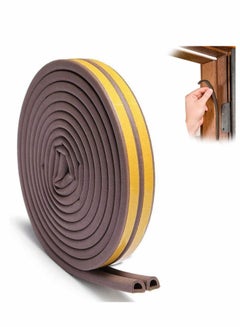 Buy Door Seal Weather Strip, Self Adhesive 10m Rubber Seal Weather Strip Foam Tape for Doors and Windows Door Insulation Strip Foam Seal for Water-Proofing, Wind Noise Sound,  1 Roll (D-Type-Brown） in UAE