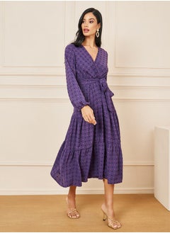 اشتري Dobby Self Tie Up A-Line Midi Dress في السعودية