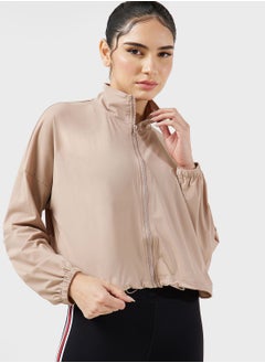 Buy Zip Front Athletic Jacket With Waist Scrunching in Saudi Arabia