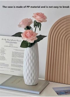 Buy 1-Piece Nordic Simple Style Vase Floral Decoration for The Home Living Room Bedroom Tabletop Decoration PP Material White 5.5 x 5 x 21 Centimeter in UAE