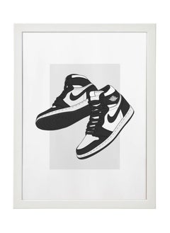 Buy Nike Air Jordan 1 Black and White Sneaker Poster with Frame 30x40cm in UAE