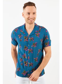 Buy Men Regular Fit Spread Collar Short Sleeve Floral Print Casual Shirt, Blue Combo in Saudi Arabia