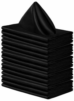اشتري Square Satin Napkin Bright Silk Table Soft Smooth Fabric, Black, 17 x 17 Inch for Wedding, Parties, Banquet, Restaurant Decoration ( 16 Pcs ) في الامارات