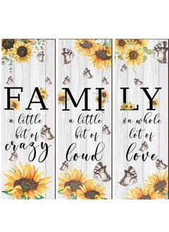 اشتري Inspirational Wall Decor, 3 Pieces Family Sunflower Butterfly Wall Decor, Family a Little Bit of Crazy Love, Loud Rustic Wood Sign, Hanging Wall Decor for Living Room Home Office Kitchen في الامارات