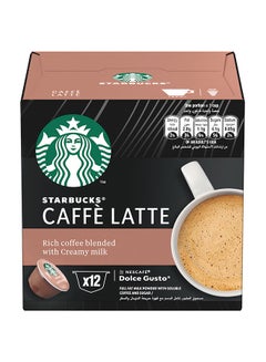 اشتري Caffe Latte By Nescafe Dolce Gusto Coffee Pods 12 Piece 121.2grams في الامارات