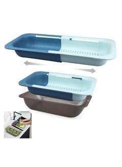 اشتري Retractable Over the Sink Colander Basket Set with Bowl - Ideal for Washing Vegetables, Fruits, Pasta, Dishes - Versatile Plastic Strainer for Kitchen Use في السعودية