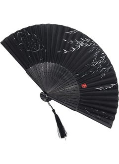 Buy Foldable Fan Handheld Fabric Bamboo Fan Vintage Style Hand Held Folding Fans for Party Wedding Dancing Decoration in UAE