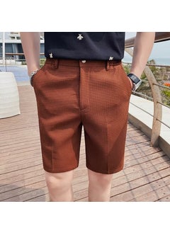 اشتري Mens Summer Waffle Ice Silk Casual ShortsBrown Brown في السعودية