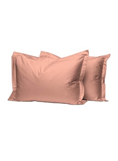 Buy 2-Piece 100 Long Staple Soft Sateen Weave 400 Thread Count Luxury Bed Pillow Cases Cotton Burnt Coral 50x75cm in UAE