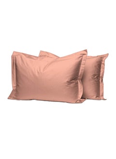 اشتري 2-Piece 100 Long Staple Soft Sateen Weave 400 Thread Count Luxury Bed Pillow Cases Cotton Burnt Coral 50x75cm في الامارات