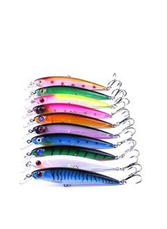 Buy Fishing Lures, 10Pcs Lure Artificial Floating Minnow Hard Bait Swimbait Tackle Set with Treble Hooks Sinking Metal Spoons Micro Jigging for Outdoor in UAE