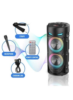 Buy New Dual 4-inch LED Colored Lights Bluetooth Audio Mobile Portable Colorful Dual Speaker Barrel Audio 5.0 Bluetooth Speaker in Saudi Arabia