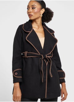 Buy Longline Coat With Contrast Trims in UAE