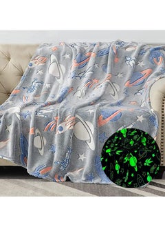 Buy Kids Glow in The Dark Blanket Soft Throw All Seasons for Couch Sofa Bed 150 x 120cm in UAE