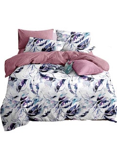 اشتري Queen Comforter Set, Reversible Pattern Printed Bedding Comforter Set, 4-Piece Set With Matching Fitted Sheet, Pillow Shams and Pillow Cases (Queen, DESIGN 3) في السعودية