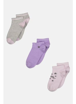 اشتري Kid Girl 3 Pairs Ankle Socks, Purple Combo في الامارات