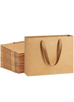 اشتري Gift Paper Bags 10.6X3.1X8.3 Gift Bags 50Pcs Heavy Duty Kraft Brown Paper Bags With Handles Soft Cloth Party Favor Bags Shopping Bags Retail Merchandise Bags Wedding Party Gift Bags في الامارات