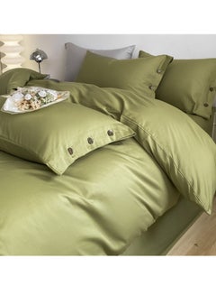 اشتري Bed Cover Set, Soft Luxurious Pure Bedsheet Set, Long-staple Cotton Simple Solid Color Bed Sheet Quilt Cover Bedding Twill Cotton Set, ( tea green, 2.0m bed sheet four-piece set) في الامارات