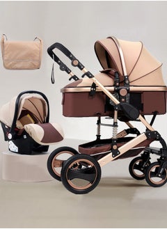 Buy Reversible Bassinet Baby Pram Stroller Carriage for Newborn, 3 in 1 High View Baby Stroller Pushchair for Toddler & Infant, Baby Strollers with Mosquito Net, Foot Cover in Saudi Arabia