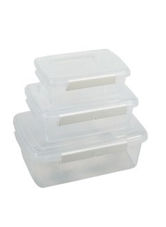 Buy 3 Piece Food Storage Container Set Rectangle Clear/White in Saudi Arabia