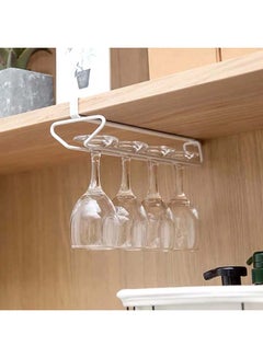 Buy Rubik Wine Glass Rack, Single Rail Under Cabinet Glass Storage Stand, Metal Hanging Stemware Holder for Cabinet Kitchen Bar (White, 1 Pack) in Egypt