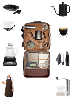 Buy V60 Pour Over Coffee Maker Set 13 Pieces With Carry Case Black 600 ml, Coffee Set Professional Coffee Maker Tools Barista Drip Coffee Kit With Tool case, Manual Grinder, Coffee Drip Kit, Kettle, Coffee Scale And Glass Drip funnel, Coffee Bag Black, Perfect For Home, Office, Travel And Trips in Saudi Arabia