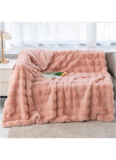 Buy Luxury Plush Throw Blanket Super Soft Cozy Fuzzy Blanket Faux Rabbit Fur Blanket Lightweight Blanket in UAE