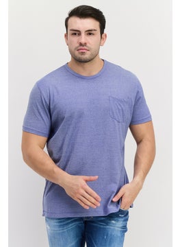 Buy Men Crew Neck Short Sleeves Plain T-Shirt, Blue in UAE