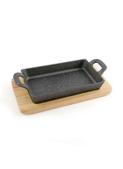 Buy Cast Iron Sizzling with Base 16x11 cm ,Black,Brown in UAE