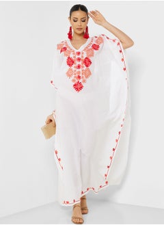 Buy Embroidered V-Neck Kaftan in UAE