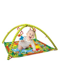 Buy Soft foldable baby gym mat with hanging rattles for ages 6 months and up in Saudi Arabia