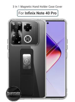 Buy Infinix Note 40 Pro Magnetic Case With Hand Grip Holder & Kickstand - Strong Grip for Magnetic Car Holder, Stylish & Functional, Ultimate Convenience & Hands-Free Viewing - Clear/Black in Saudi Arabia