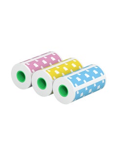 اشتري 3 Rolls Label Thermal Paper Sticker Cute Bear Pattern Self-Adhesive Printable Paper Roll Label Paper Clear Printing Waterproof Oil-proof Anti-friction في الامارات