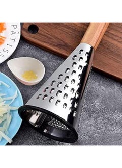 اشتري Conical Grater With Wooden Handle 3 Different Sharp Stainless Steel Blades With Strong Wood Handle And Rubber Base For Stability - Premium Quality Kitchen Tool في مصر