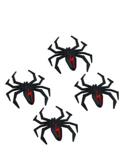 اشتري 4 pcs Car 3D Logo Metal Spider Emblem Badge Sticker, 3D Logo Metal Chrome Spider Badges Sticker, Self Adhesive Black Spider Badge Cartoon Premium Automotive Motorcycle Decals,Black في الامارات