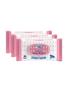 اشتري Ultra Soft & Gentle Baby Wipes for Sensitive and Delicate Skin 80 Wet Wipes Pack of 3 في الامارات