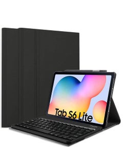 اشتري Protective Leather Folio Cover With Detachable Magnetically Wireless Bluetooth Keyboard for Samsung Galaxy Tab S6 Lite 10.4 Inch SM-P610 P615 2020 Black في الامارات