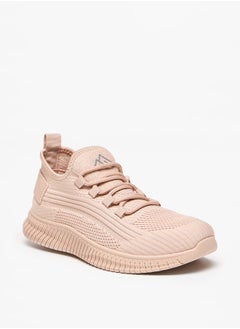 Buy Mesh Textured Walking Shoes with Lace-Up Closure in UAE