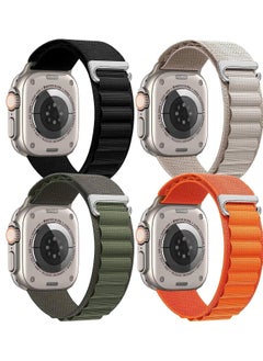 Buy 4Pack for Apple Watch Alpine Loop Band 49mm/45mm/44mm Nylon Woven Sport Strap Compatible with iWatch Series 8/Ultra/7/SE/6/5/4/3/2/8 White/Green/Orange/Black in UAE