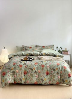 Buy King Size 6 Pieces Reversible Style Duvet Cover Set, Roses Design with Dark Khaki Color in UAE