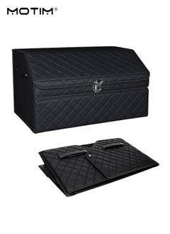 Buy Car Trunk Organizer with Multi Compartment, Collapsible Car SUV Leather Trunk Cargo Storage Box in Saudi Arabia