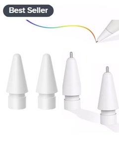 Buy 4-Piece Replacement Tips Set Suitable For Apple Pencil 1st And 2nd Generation White, High Sensitive Pen Like iPencil Nib No Wear Out Noiseless Precise Control Stylus Tip for iPad Pro Pencil in UAE