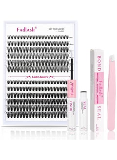 اشتري FADLASH DIY Eyelash Extension Kit, 240Pcs Lash Clusters with Bond and Seal, Applicator Tool, D Curl Thin Band Kit Easy to Apply (30D+40D Kit), Black, Pack Of 1, 30 g في السعودية