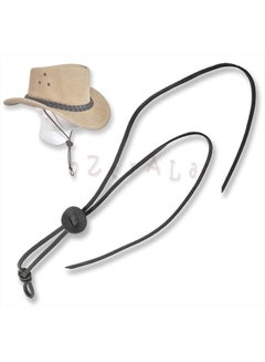 اشتري Chin-Strap Buffalo Leather Stampede String Cowboy Hat Men HAC2 Chinstrap (Black) في الامارات
