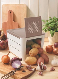 اشتري White-Grey Potatoes & Vegetables Keeper For 3 Kg|Vegetables  Keeper| Vegetables storage box | Vegetables storage container |BPA Free | Made in Itlay في الامارات