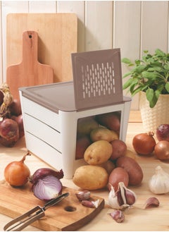 اشتري White-Grey Potatoes & Vegetables Keeper For 3 Kg|Vegetables  Keeper| Vegetables storage box | Vegetables storage container |BPA Free | Made in Itlay في الامارات