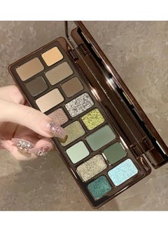 Buy 16-Color Eye Shadow Palette - Vibrant Matte and Pearlescent Finishes with Explosive Flash Effect, Smoked and Retro Styles - Rich Grey and Earthy Green Hues, Advanced Color Palette, High Gloss Powder, Multi-function Makeup Plate in UAE