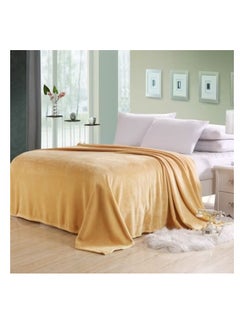 Buy Silky Plain Microfiber Bed Blanket Single Size Beige in UAE
